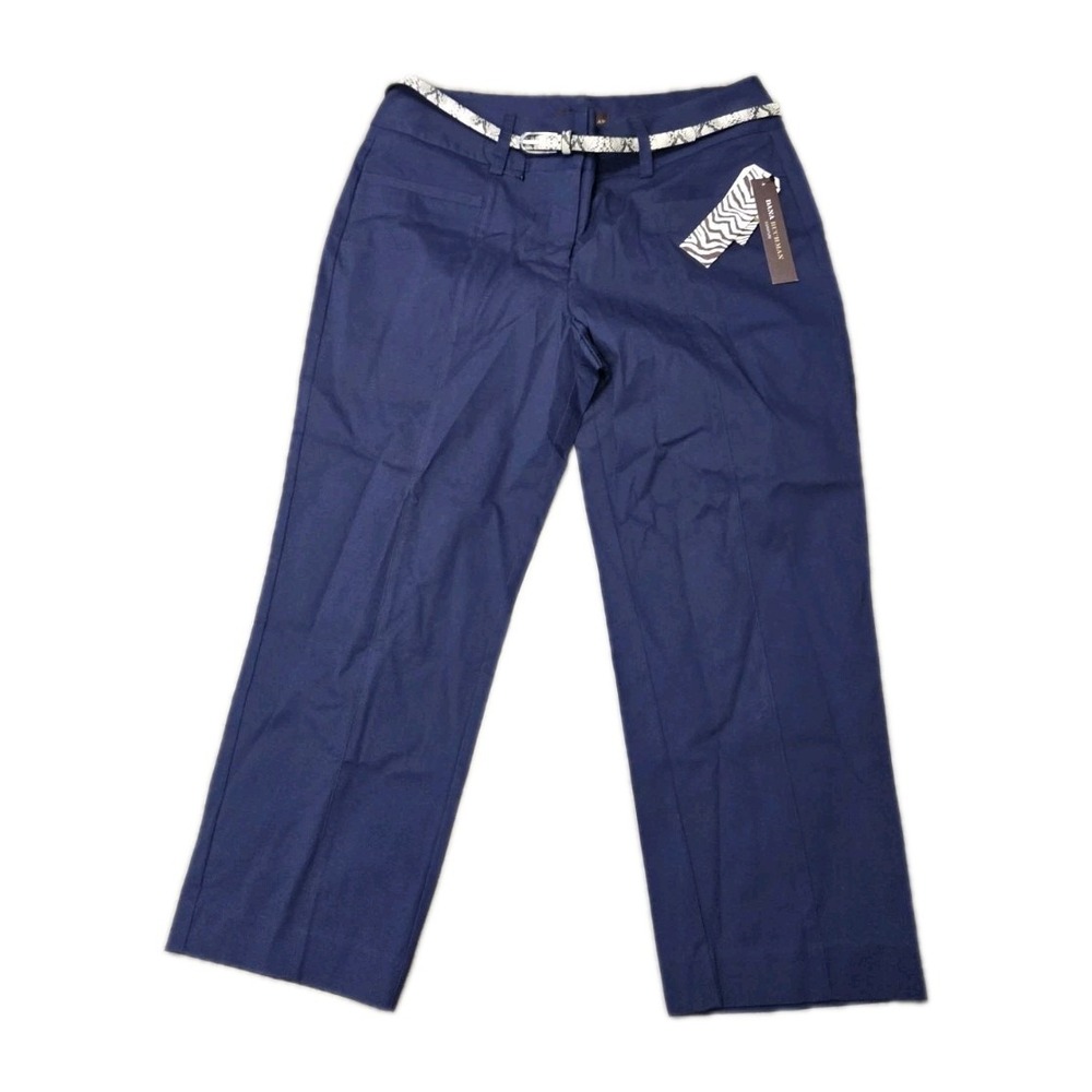 NWT Dana Buchman Straight Leg Navy Blue Dress Capri Pant Women's 10 Slimming